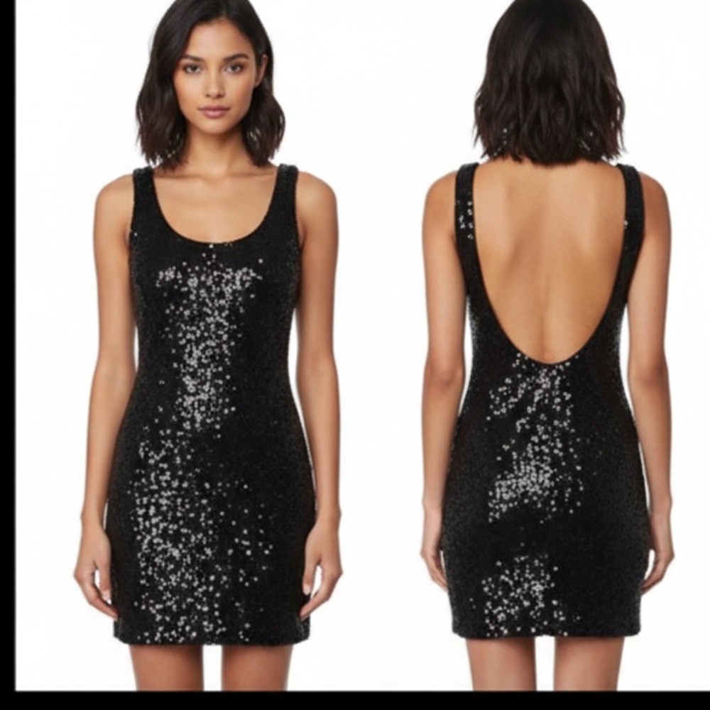 Stella Laguna Beach Black Sequin Mini dress Size M/6